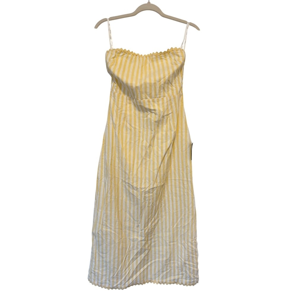 NWT Lulus Brigita Yellow Striped Strapless Column Midi Dress Sz Medium - Picture 4 of 6